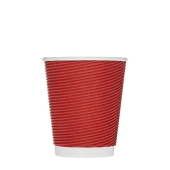 Гофрированный стакан красный (горизонтальная гофра) ,340мл (артикул: 062100014) купить в разделе «Бумажные одноразовые стаканчики».